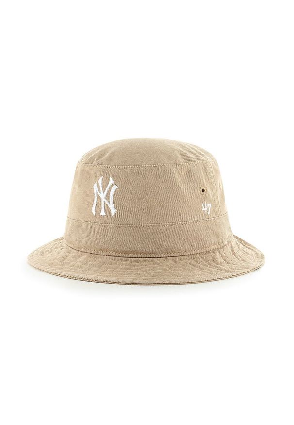 47 Brand - 47brand Kapelusz MLB New York Yankees kolor beżowy bawełniany. Kolor: beżowy. Materiał: bawełna