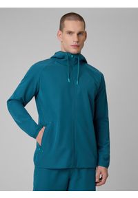 4f - 4F Bluza treningowa regular z kapturem męska - granatowa L. Okazja: na co dzień. Typ kołnierza: kaptur. Kolor: niebieski. Materiał: skóra, materiał. Długość rękawa: raglanowy rękaw. Styl: casual, sportowy #1