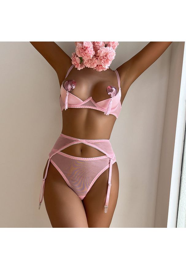 Intica - Komplet koronkowej bielizny na romantyczne chwile Samuela. Kolor: czarny. Materiał: koronka. Wzór: paski