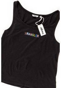 Wrangler - WRANGLER T SHIRT DAMSKI TANK BLACK W7387EV01 112131060. Okazja: na co dzień. Długość rękawa: na ramiączkach. Wzór: nadruk, kolorowy. Styl: casual #7