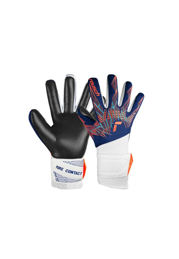 Reusch - Rękawice bramkarskie dziecięce REUSCH Pure Contact Silver Junior. Kolor: pomarańczowy, wielokolorowy, niebieski