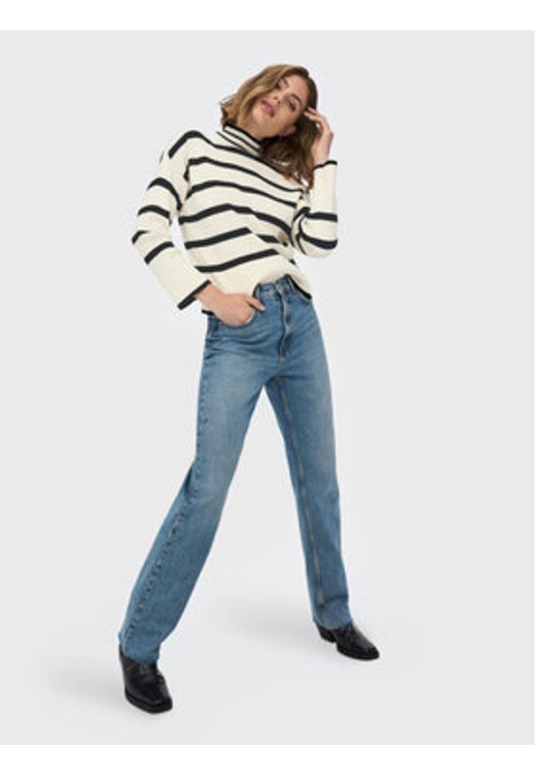 only - ONLY Sweter Fibi 15259096 Beżowy Regular Fit. Kolor: beżowy. Materiał: wiskoza