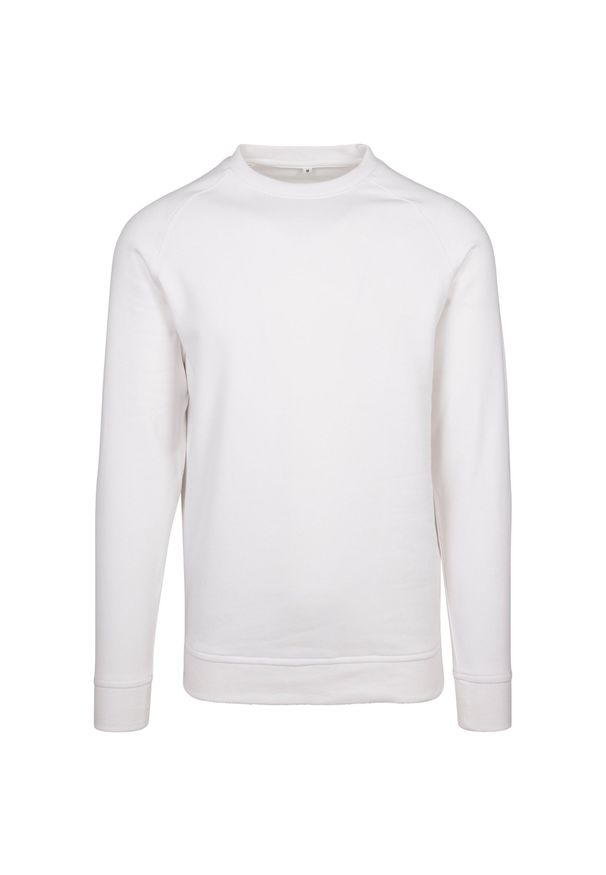 BUILD YOUR BRAND - Bluza Unisex Dla Dorosłych Dekolt W Szpic Raglanowa. Kolor: biały. Długość rękawa: raglanowy rękaw