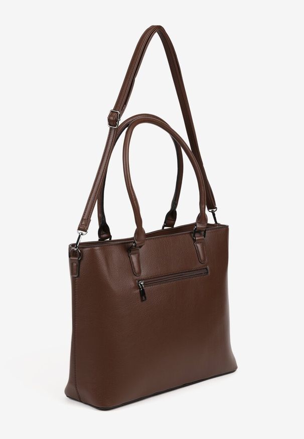 Renee - Ciemnobrązowa Duża Torebka Shopper z Regulowanym Paskiem Amianne. Kolor: brązowy. Rozmiar: duże. Styl: klasyczny, elegancki, casual