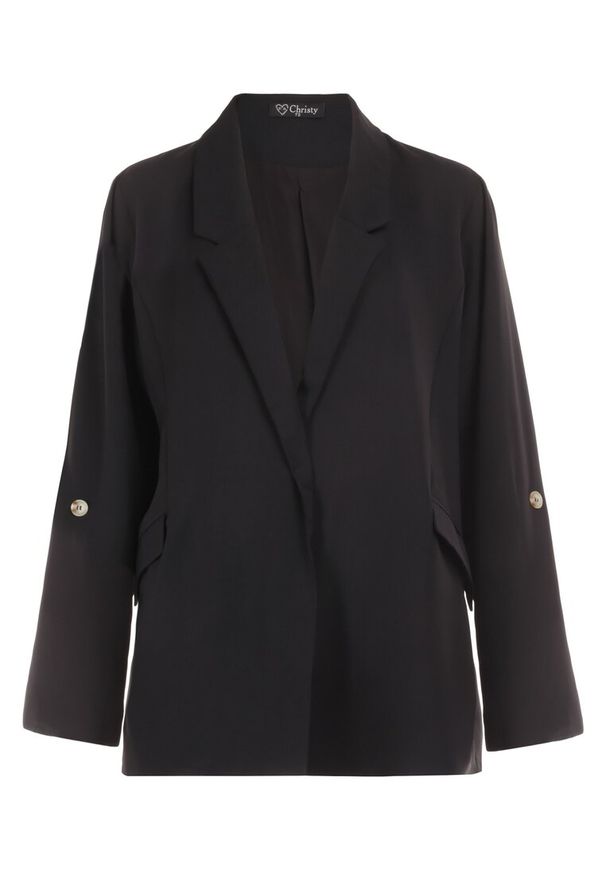 Born2be - Czarna Marynarka Oreithousa. Okazja: na imprezę, do pracy. Kolekcja: plus size. Kolor: czarny. Materiał: tkanina. Długość rękawa: długi rękaw. Długość: długie. Styl: elegancki, klasyczny