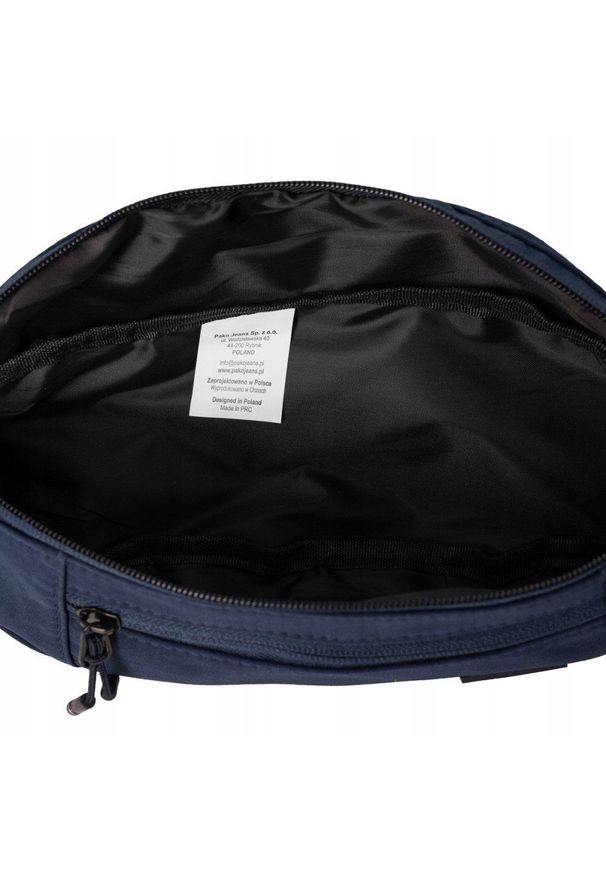 Męska Saszetka (Nerka) na Biodro - Pako Jeans - Granatowa. Kolor: niebieski. Materiał: poliester