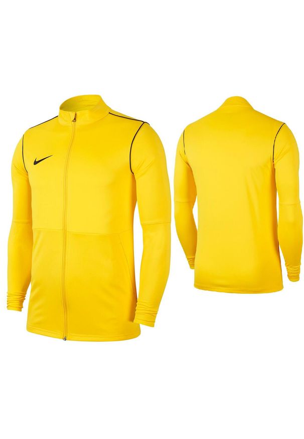 Bluza piłkarska męska Nike Dry Park 20 Dri-Fit rozpinana bez kaptura ze stójką. Typ kołnierza: bez kaptura, kołnierzyk stójkowy. Kolor: żółty. Technologia: Dri-Fit (Nike). Sport: piłka nożna