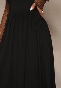 Renee - Czarna Rozkloszowana Spódnica z Bawełny Tussala. Kolor: czarny. Materiał: bawełna. Styl: elegancki #4