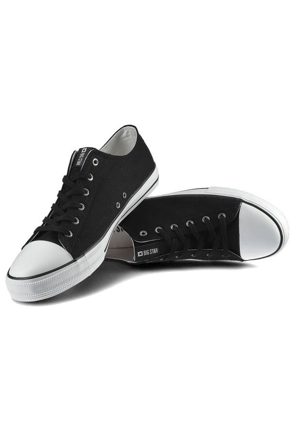 Big-Star - Trampki męskie Big Star, materiałowa sznurowana cholewka na klasycznym płaskim gumowym spodzie, czarne, DD174273SS20R47. Okazja: na co dzień. Kolor: czarny. Materiał: materiał, guma. Szerokość cholewki: normalna. Styl: klasyczny