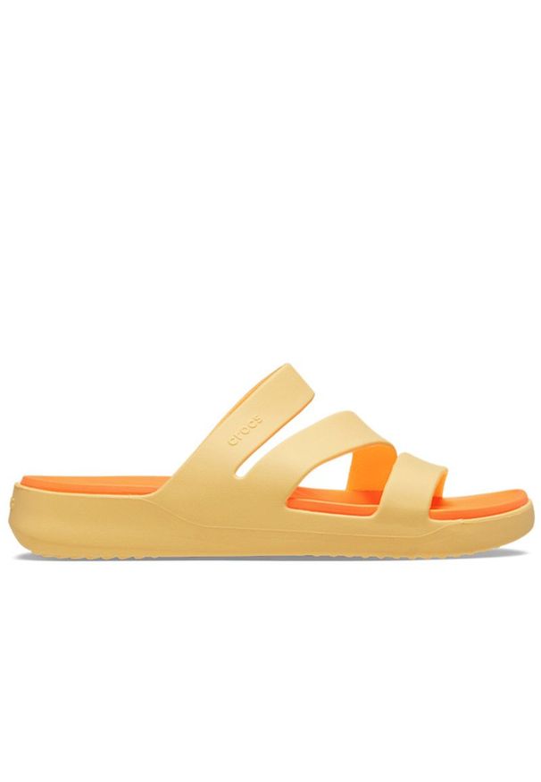 Klapki damskie Crocs Getaway Strappy 209587-78Z - żółte. Kolor: żółty. Sezon: lato. Obcas: na platformie. Styl: klasyczny