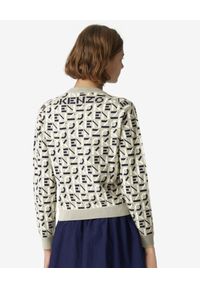 Kenzo - KENZO - Żakardowy sweter z monogramem. Kolor: szary. Materiał: żakard. Długość: długie. Wzór: aplikacja. Sezon: wiosna. Styl: klasyczny #5