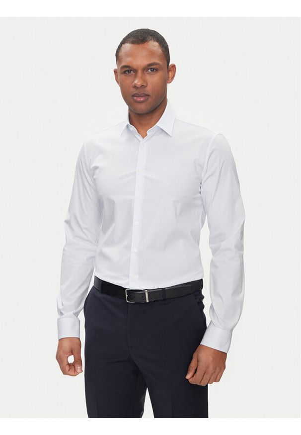 Calvin Klein Koszula Geometric Print K10K112609 Biały Slim Fit. Kolor: biały. Materiał: bawełna. Wzór: nadruk