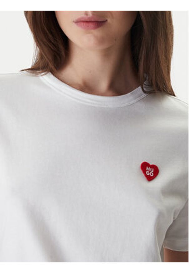 Hugo - HUGO T-Shirt Damacia 50562145 Biały Regular Fit. Kolor: biały. Materiał: bawełna