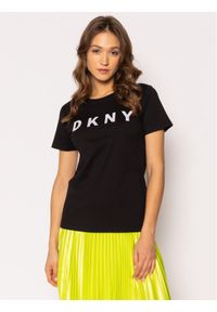 DKNY T-Shirt W3276CNA Czarny Regular Fit. Kolor: czarny. Materiał: bawełna