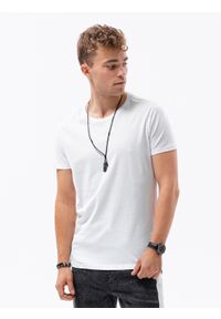 Ombre Clothing - T-shirt męski bawełniany BASIC - biały S1224 - XXL. Kolor: biały. Materiał: bawełna. Styl: klasyczny #3