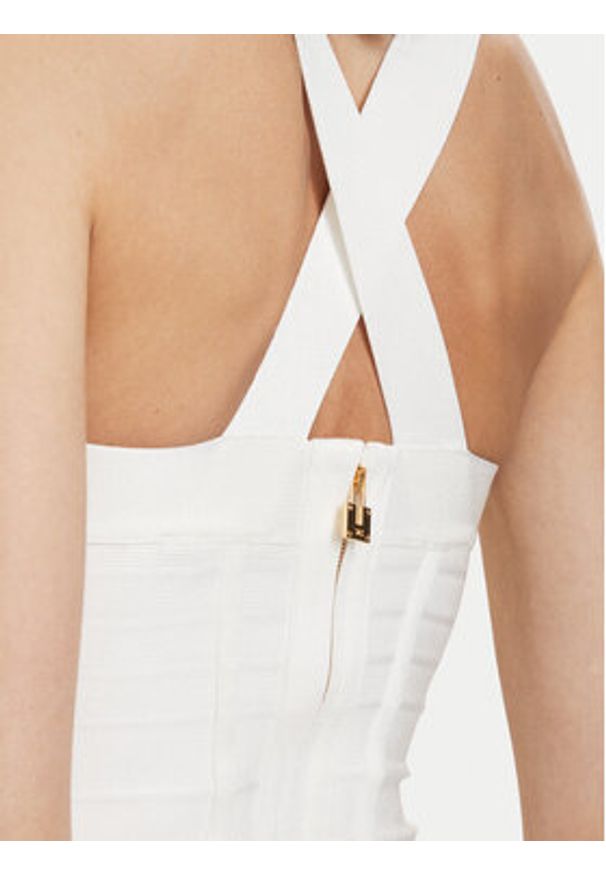 Elisabetta Franchi Sukienka koktajlowa AM-24D-62E2-V790 Biały Slim Fit. Kolor: biały. Materiał: wiskoza. Styl: wizytowy