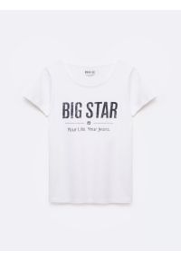 Big-Star - Koszulka damska o klasycznym kroju biała Brunona 101. Okazja: na co dzień. Kolor: biały. Materiał: dzianina, bawełna, jeans. Wzór: nadruk, napisy. Styl: klasyczny #4