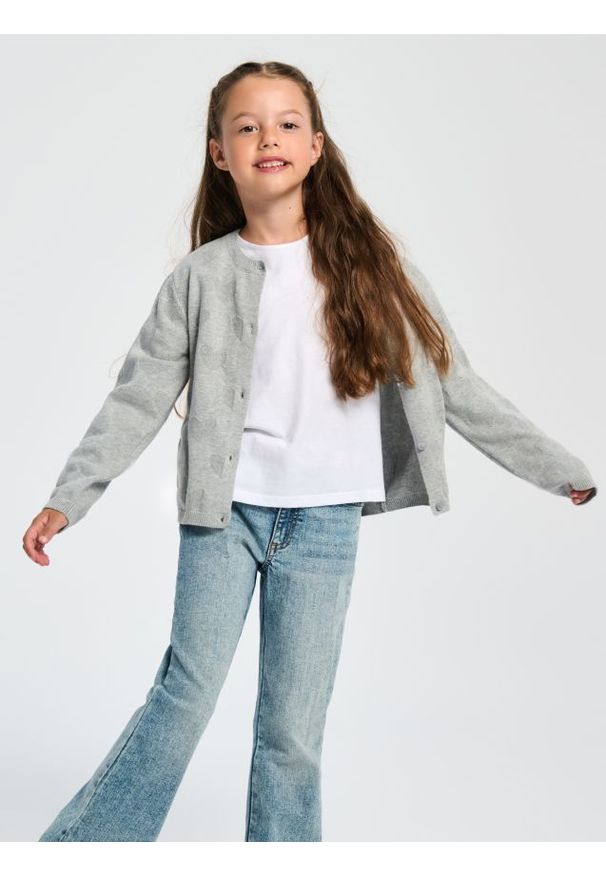 Sinsay - Sweter zapinany na guziki - szary. Kolor: szary. Długość rękawa: długi rękaw. Długość: długie