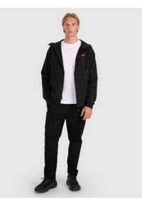4f - 4F Bluza dresowa rozpinana z kapturem męska - czarna XXL. Okazja: na co dzień. Typ kołnierza: kaptur. Kolor: czarny. Materiał: dresówka. Długość rękawa: raglanowy rękaw. Wzór: gładki, ze splotem. Styl: klasyczny, sportowy, casual
