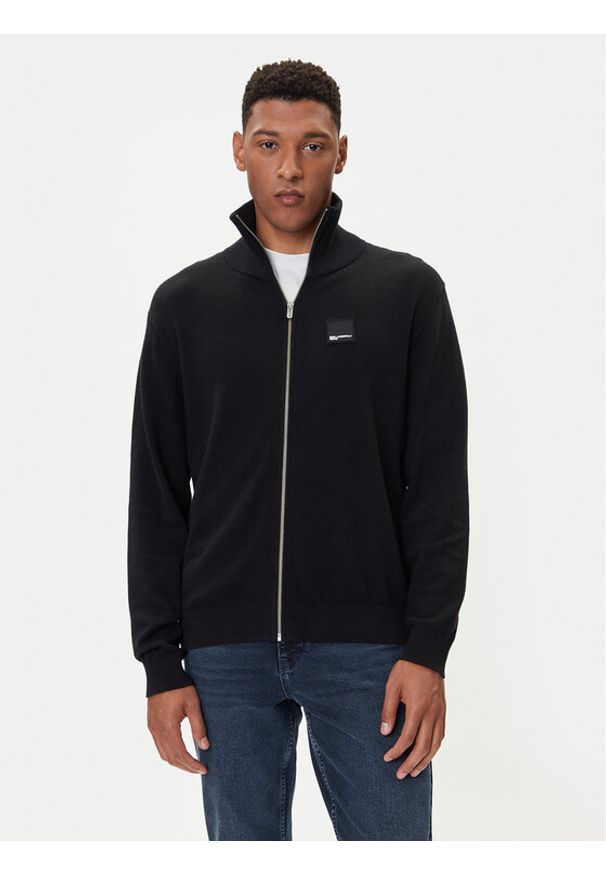 Karl Lagerfeld Jeans Kardigan A4M18031 Czarny Regular Fit. Kolor: czarny. Materiał: bawełna