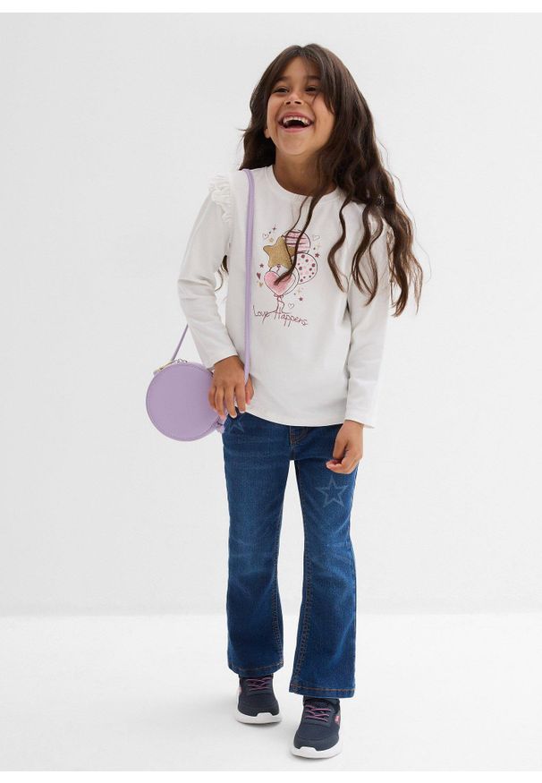 bonprix - Bluzka z długim rękawem z elastycznej mieszanki bawełny organicznej (2 szt.). Kolor: biały. Materiał: bawełna. Długość rękawa: długi rękaw. Długość: długie