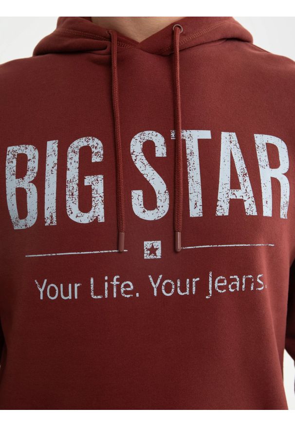 Big-Star - Bluza męska z kapturem z logo BIG STAR bordowa Ashlyno 604. Okazja: na co dzień, na spacer. Typ kołnierza: kaptur. Kolor: czerwony. Materiał: materiał. Styl: klasyczny, casual