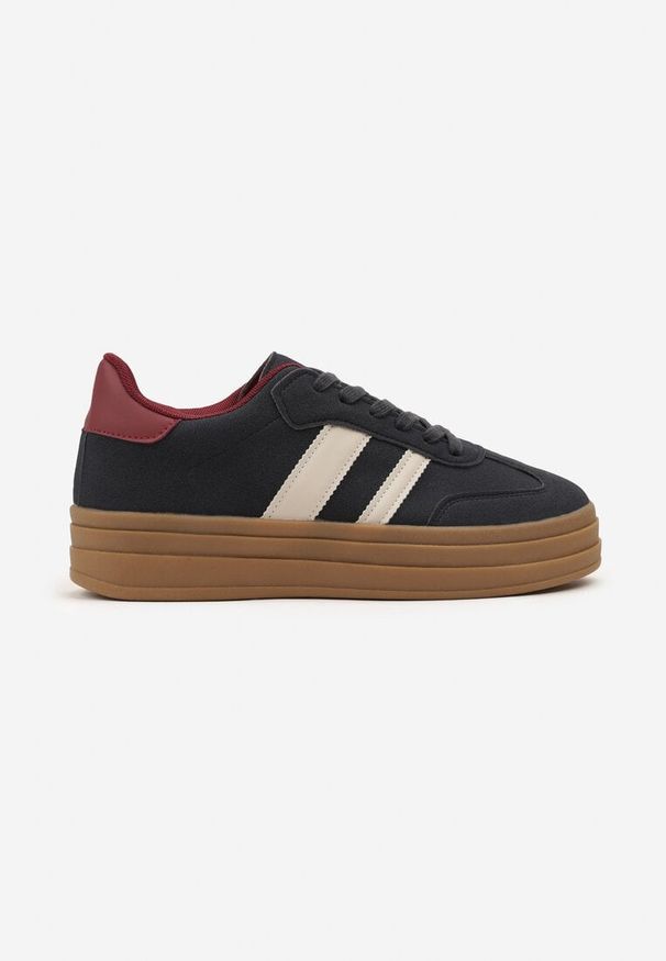 Born2be - Niebieskie Sneakersy Typu Kultowe Tenisówki na Grubej Podeszwie Nalorela. Okazja: na co dzień. Kolor: niebieski. Materiał: jeans. Szerokość cholewki: normalna. Sport: fitness