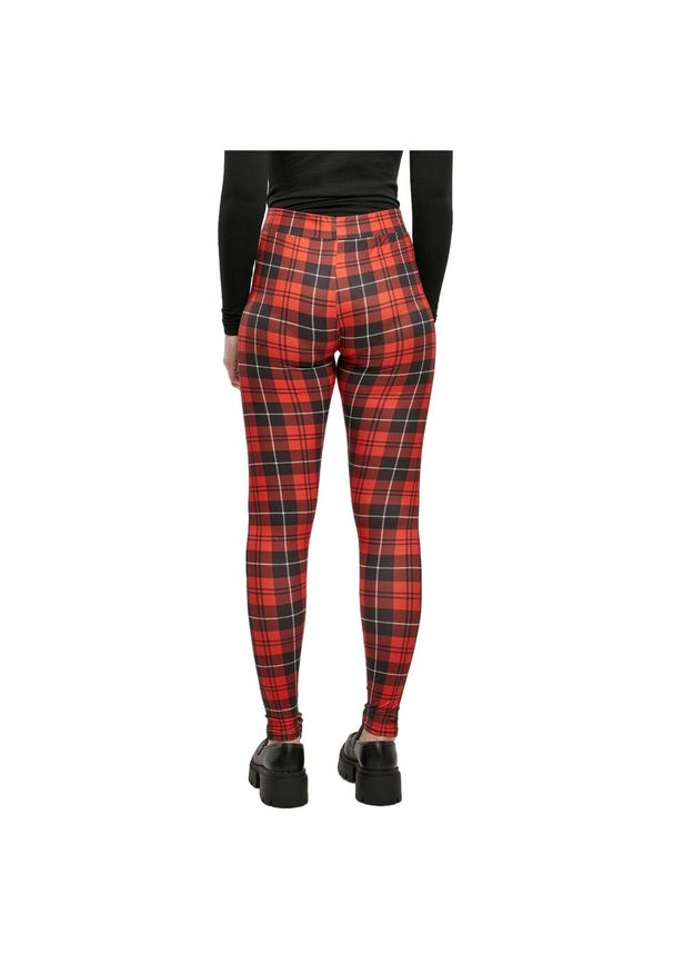 Urban Classics - Damskie Legginsy W Delikatną Kratkę. Kolor: czerwony. Wzór: kratka. Sport: turystyka piesza