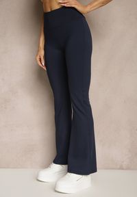 Renee - Granatowe Legginsy Dzwony High Waist Orruvana. Stan: podwyższony. Kolor: niebieski. Materiał: tkanina #5