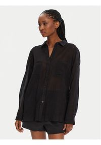 Seafolly Koszula Breeze 54795-TO Czarny Regular Fit. Kolor: czarny. Materiał: bawełna #1