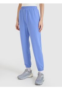 4f - 4F Spodnie dresowe joggery z modalem damskie - niebieskie XXL. Kolor: niebieski. Materiał: dresówka. Wzór: gładki, ze splotem. Sport: fitness