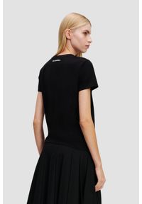 Karl Lagerfeld - KARL LAGERFELD Сzarny damski t-shirt z cyrkoniami Ikon Duo. Kolor: czarny