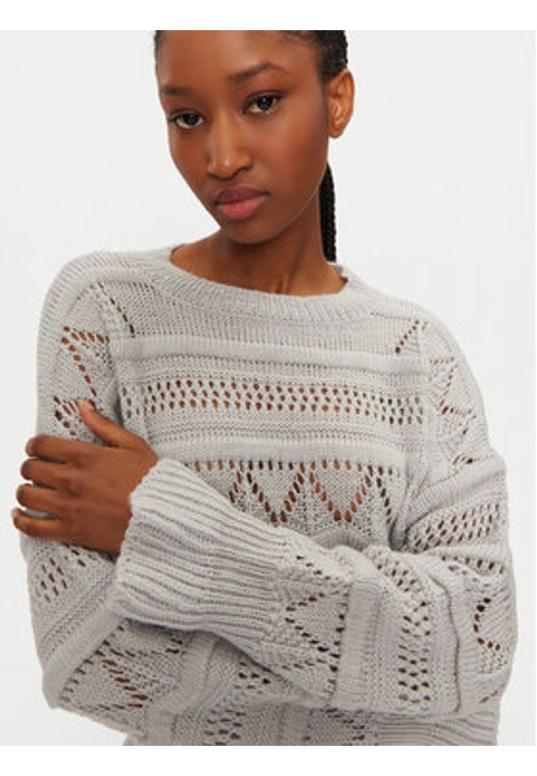 Haveone Sweter MEV-M119 Szary Regular Fit. Kolor: szary. Materiał: wełna