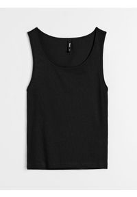Sinsay - Prążkowana koszulka na ramiączkach - czarny. Kolor: czarny. Materiał: prążkowany. Długość rękawa: na ramiączkach #1
