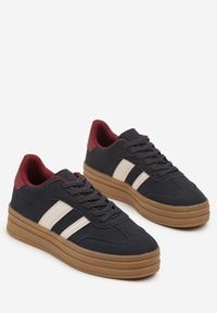 Renee - Niebieskie Sneakersy w Stylu Klasycznych Tenisówek na Platformie Nallania. Okazja: na spacer. Kolor: niebieski. Materiał: jeans. Obcas: na platformie. Sport: turystyka piesza #5