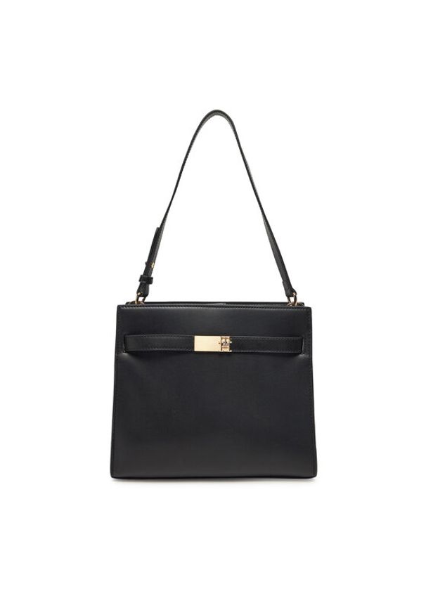 TOMMY HILFIGER - Tommy Hilfiger Torebka Heritage Shoulder Bag AW0AW17182 Czarny. Kolor: czarny. Materiał: skórzane