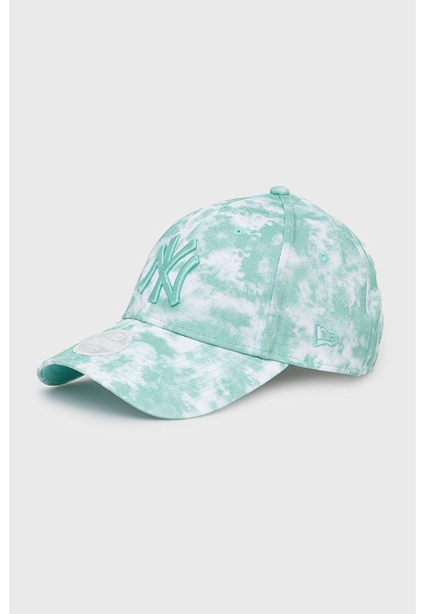 New Era czapka bawełniana kolor zielony z aplikacją. Kolor: zielony. Materiał: bawełna. Wzór: aplikacja