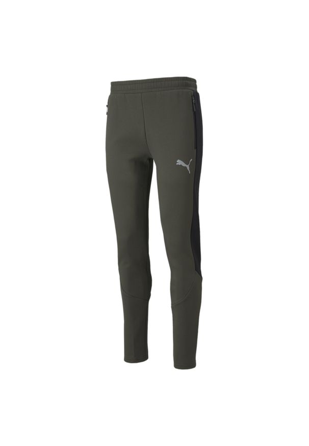 Spodnie Puma Evostripe. Kolor: zielony. Materiał: tkanina, polar. Sport: fitness