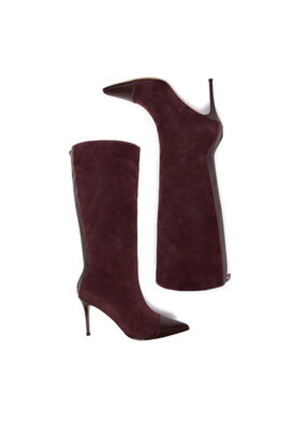 Eva Minge Kozaki EO-EDITH-GLC9177-17-861 Bordowy. Kolor: czerwony. Materiał: zamsz, skóra