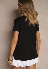 Renee - Czarny Bawełniany T-shirt o Kroju Oversize Zilona. Okazja: na co dzień. Kolor: czarny. Materiał: bawełna. Styl: sportowy, klasyczny, casual #5