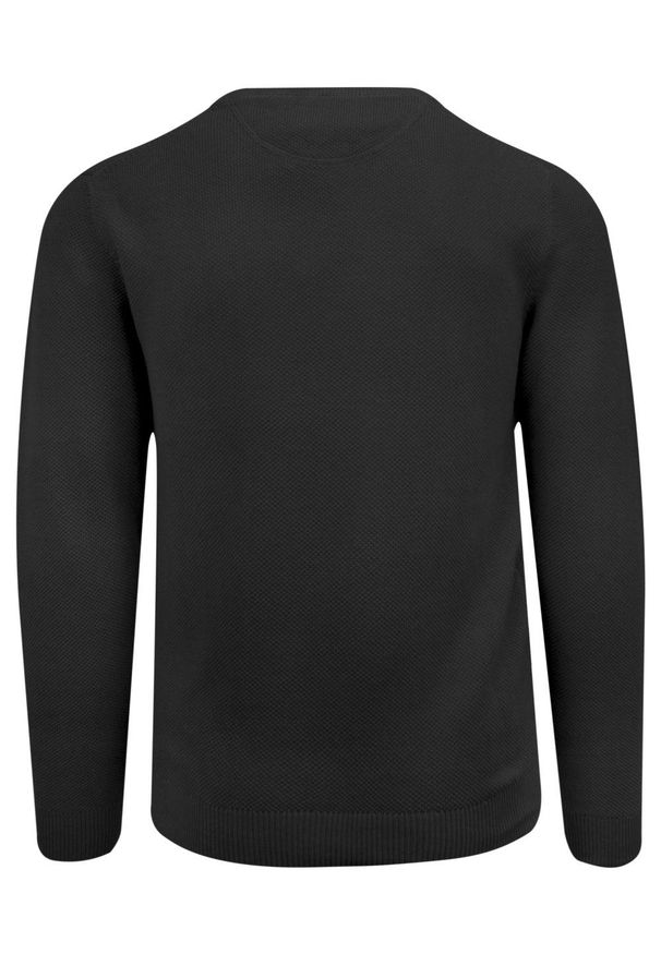 Sweter Bawełniany, Grafitowy w Drobne Tłoczenie, Okrągły Dekolt, U-neck, Męski -Pako Jeans. Okazja: na co dzień, na spotkanie biznesowe, do pracy. Kolor: szary. Materiał: bawełna. Styl: klasyczny, elegancki, biznesowy, casual
