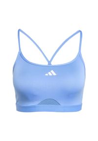 Adidas - Biustonosz Aeroreact Training 3-Stripes. Kolor: niebieski. Materiał: materiał