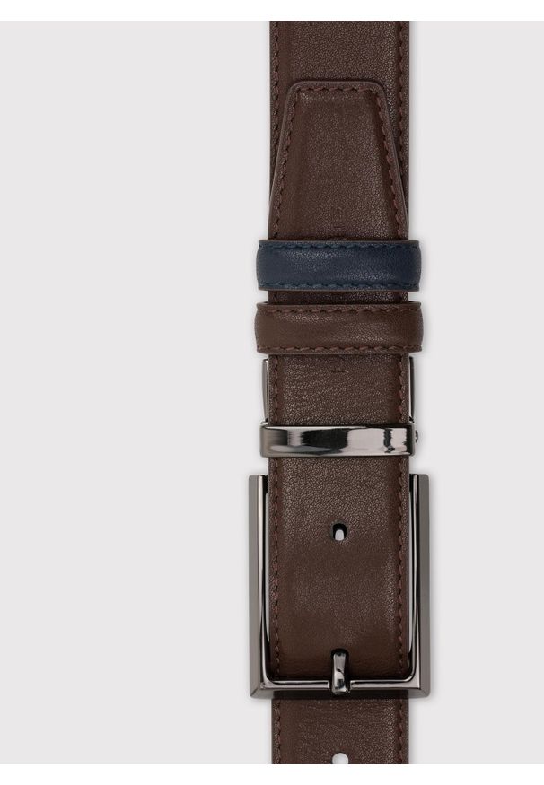 Pako Lorente - PAKO LORENTE – Dwustronny skórzany pasek męski. Materiał: skóra