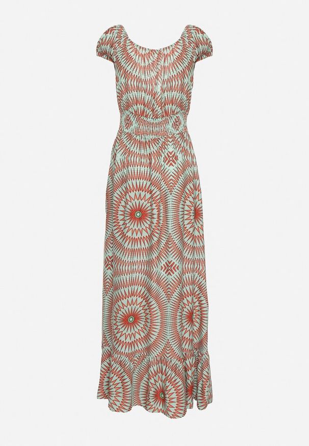 Born2be - Miętowa Wiskozowa Sukienka o Rozkloszowanym Kroju z Wiązaniem przy Dekolcie i Gumką w Talii Wicia. Okazja: na co dzień, na imprezę, na spacer. Kolor: miętowy. Materiał: wiskoza. Sezon: lato. Styl: casual, elegancki, wakacyjny