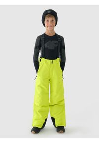 4f - 4F Spodnie narciarskie membrana 8000 chłopięce - zielone 128 (7-8 lat). Kolor: zielony. Materiał: dzianina, materiał, tkanina, poliester. Wzór: gładki. Sezon: lato, zima. Sport: narciarstwo #1