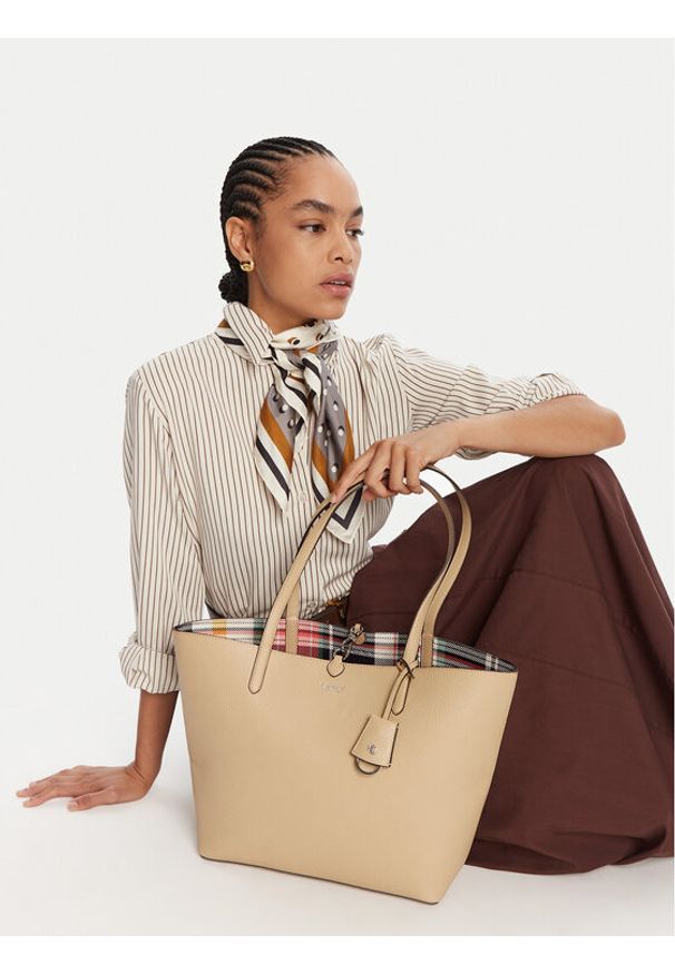 Lauren Ralph Lauren - LAUREN RALPH LAUREN Torebka 431795329071 Beżowy. Kolor: beżowy. Materiał: skórzane