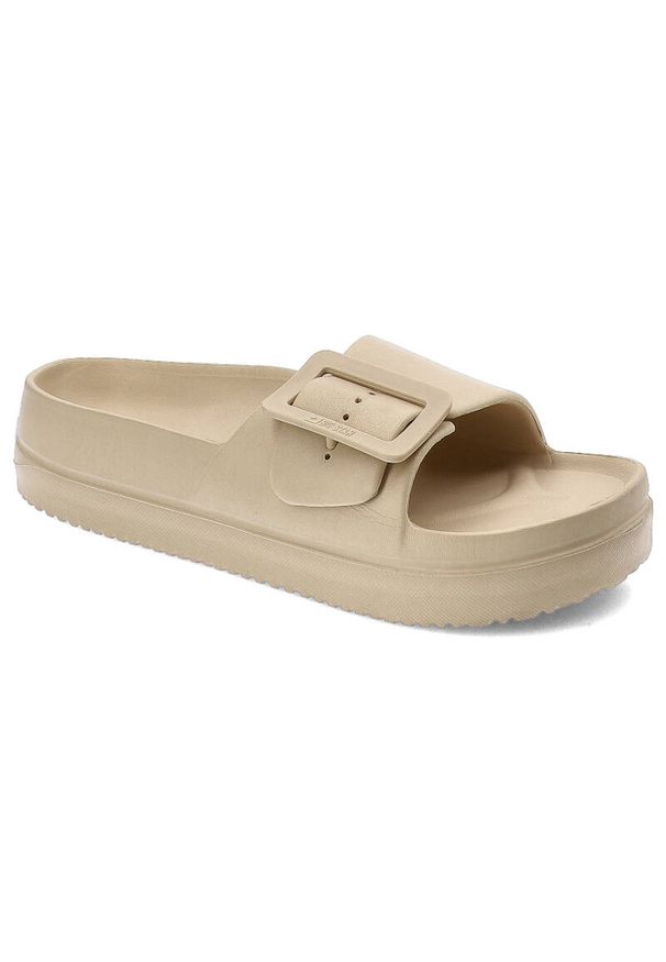 Big-Star - Beżowe Klapki Big Star Wygodne Obuwie Damskie. Okazja: na plażę. Kolor: beżowy. Materiał: materiał. Sezon: lato. Styl: elegancki