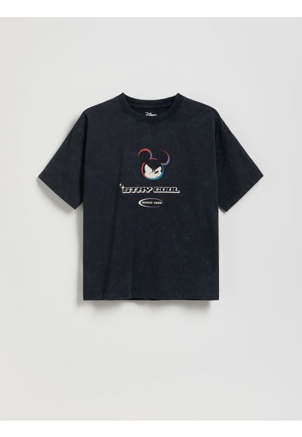 Reserved - Bawełniany t-shirt Mickey Mouse - czarny. Kolor: czarny. Materiał: bawełna. Wzór: motyw z bajki