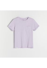 Reserved - Melanżowy t-shirt z kieszonką - Fioletowy. Kolor: fioletowy. Wzór: melanż #1