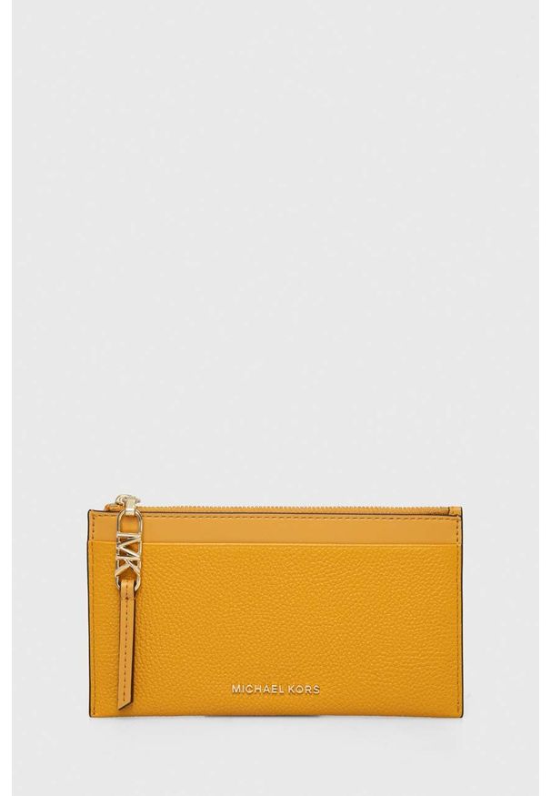MICHAEL Michael Kors portfel skórzany damski kolor żółty. Kolor: żółty. Materiał: skóra
